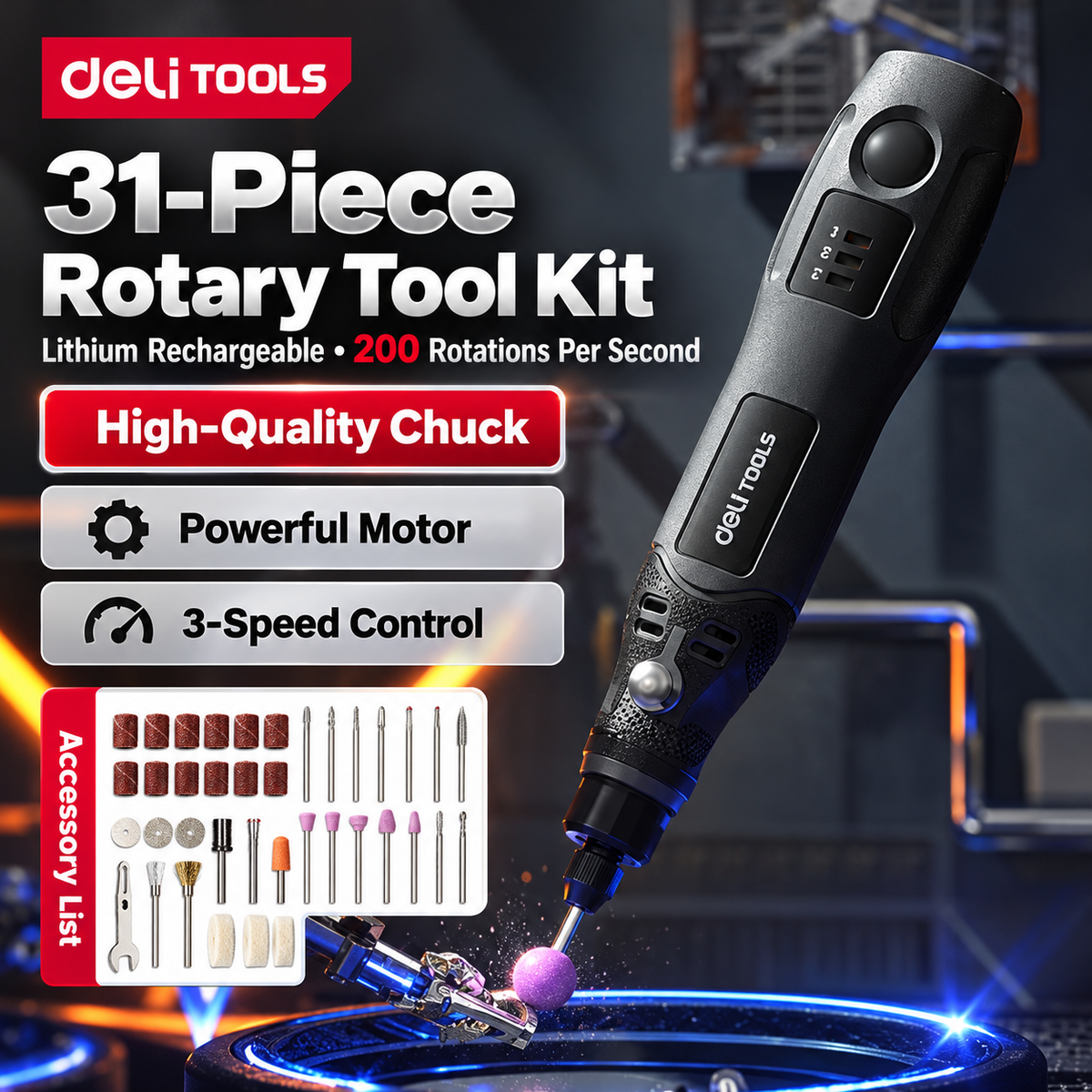 8V Cordless Rotary Tool – 5-Speed