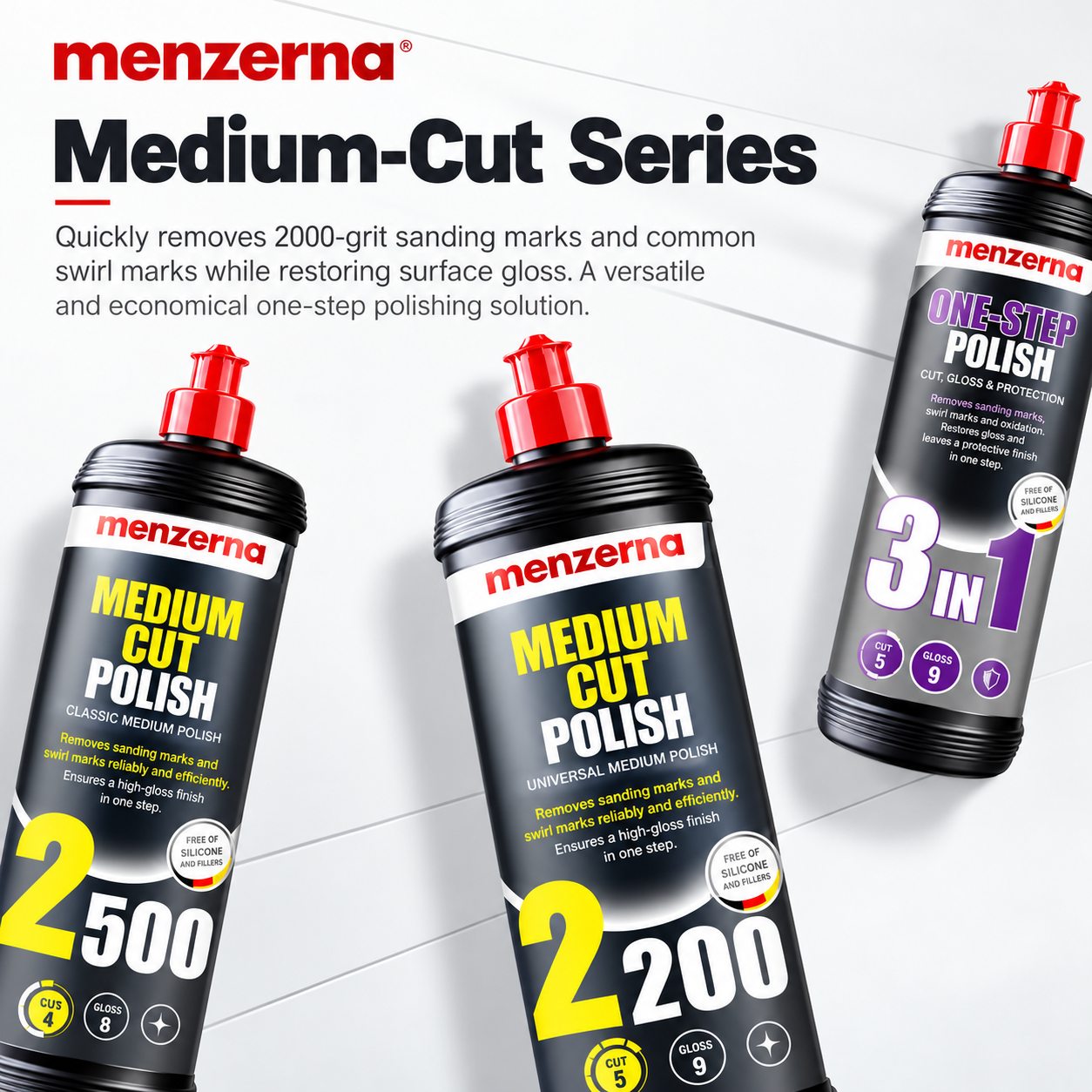 Menzerna Car Polishing Compound – Heavy Cut, Medium & Finish